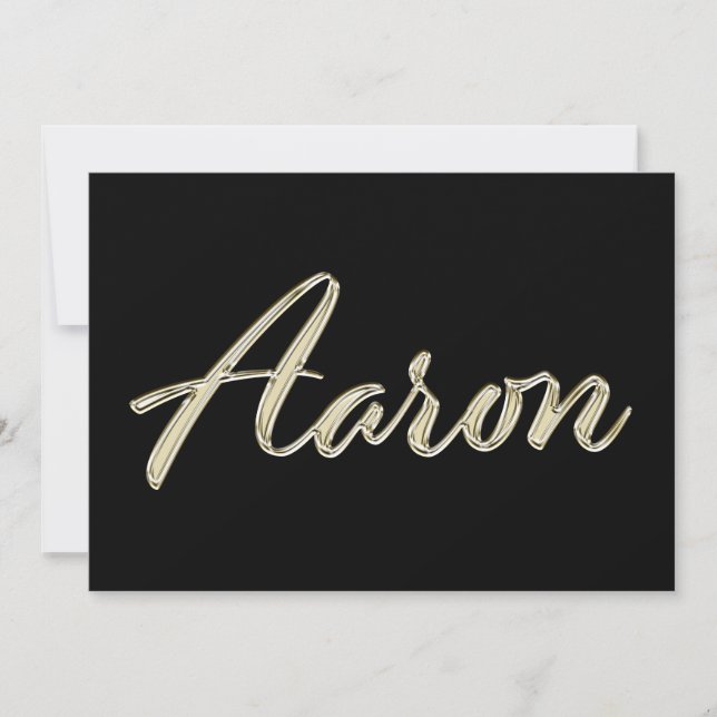 Aaron Name white gold Handwriting Karte (Vorderseite)