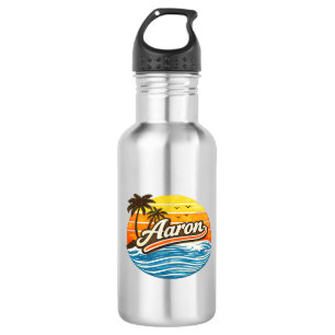 Aaron Retro-Sonnenuntergangs-Name-Design Edelstahlflasche