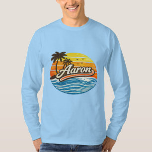 Aaron Retro-Sonnenuntergangs-Name-Design T-Shirt