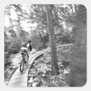 Aaron Rodgers Mountainbiken auf der Treppe zum Quadratischer Aufkleber