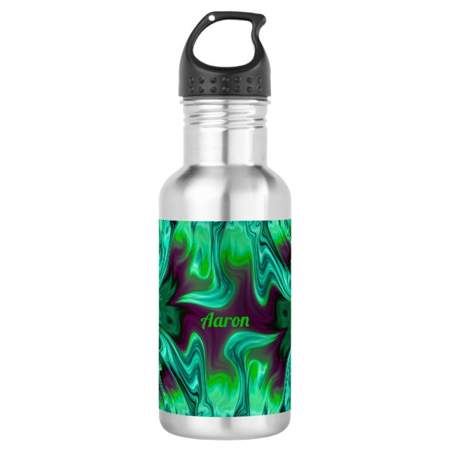 AARON ~ Shades Green and Lila Water Bottle Edelstahlflasche (Vorderseite)