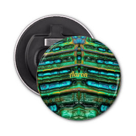 AARON ~ Shades of Green Aqua Blue and Yellow 3D~ Flaschenöffner