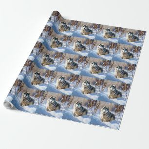 Aaskan Malamute Lass es schneien Weihnachten Geschenkpapier