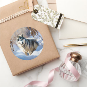 Aaskan Malamute Lass es schneien Weihnachten Runder Aufkleber