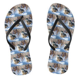 Aaskan Malamute Let It Snow Weihnachten Flip Flops