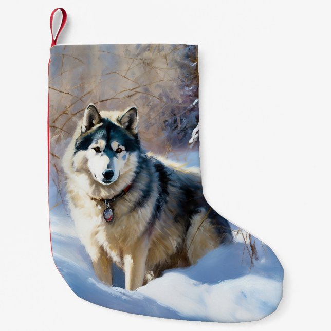 Aaskan Malamute Let It Snow Weihnachten Kleiner Weihnachtsstrumpf (Vorderseite)