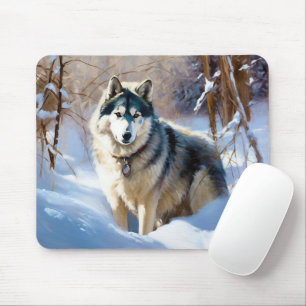 Aaskan Malamute Let It Snow Weihnachten Mousepad
