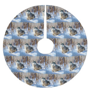 Aaskan Malamute Let It Snow Weihnachten Polyester Weihnachtsbaumdecke