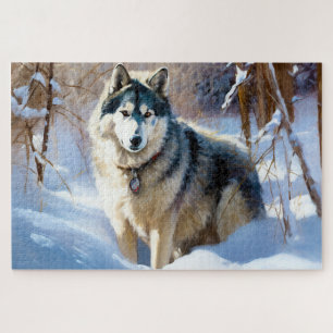 Aaskan Malamute Let It Snow Weihnachten Puzzle