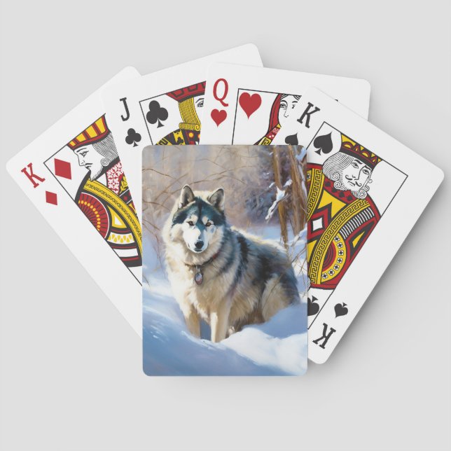 Aaskan Malamute Let It Snow Weihnachten Spielkarten (Rückseite)