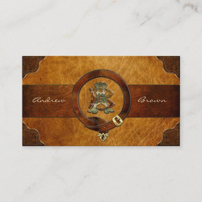 AB & BA Leder-Monogramm Visitenkarte (Vorderseite)