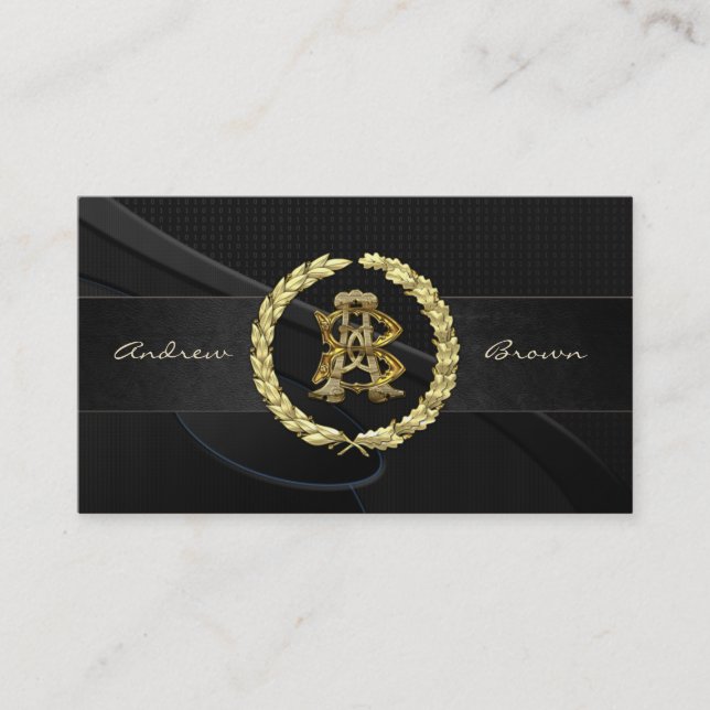 AB & BA Monogram [Gold+Fabric] Visitenkarte (Vorderseite)