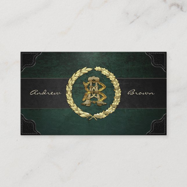 AB & BA Monogram [Gold+Leather] Visitenkarte (Vorderseite)
