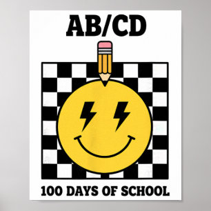 Ab Cd 100 Tage Schule Kinder Bleistift Schachbrett Poster