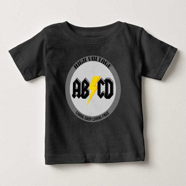 AB/CD Hochspannung, Black Rock und Roll Shirt. Baby T-shirt (Vorderseite)