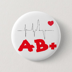AB+ Flippiger Blutgruppe-Herzfrequenz-Knopf Button