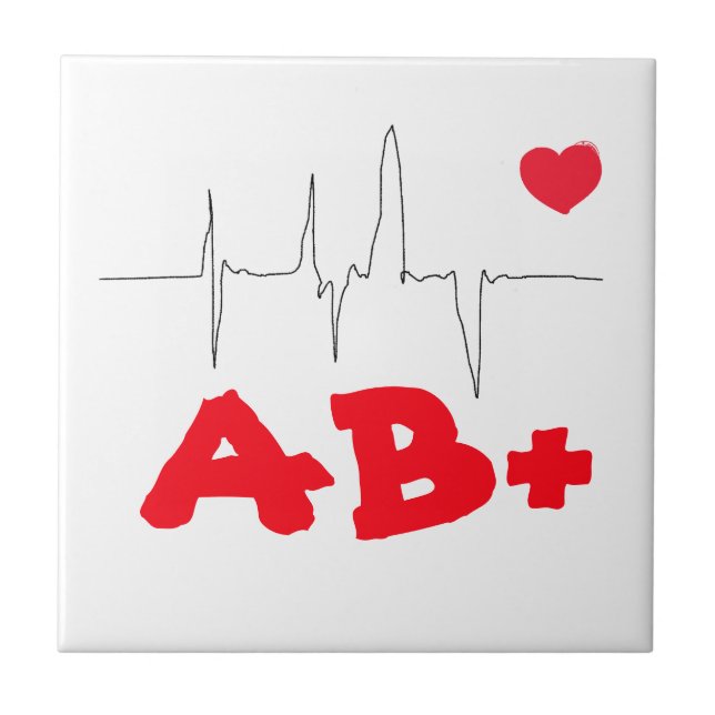 AB+ Funky Blood Type Heart Rate Medical Fliese (Vorderseite)