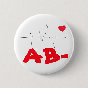 AB- Funky Blutgruppe Herzfrequenz Knopf Button