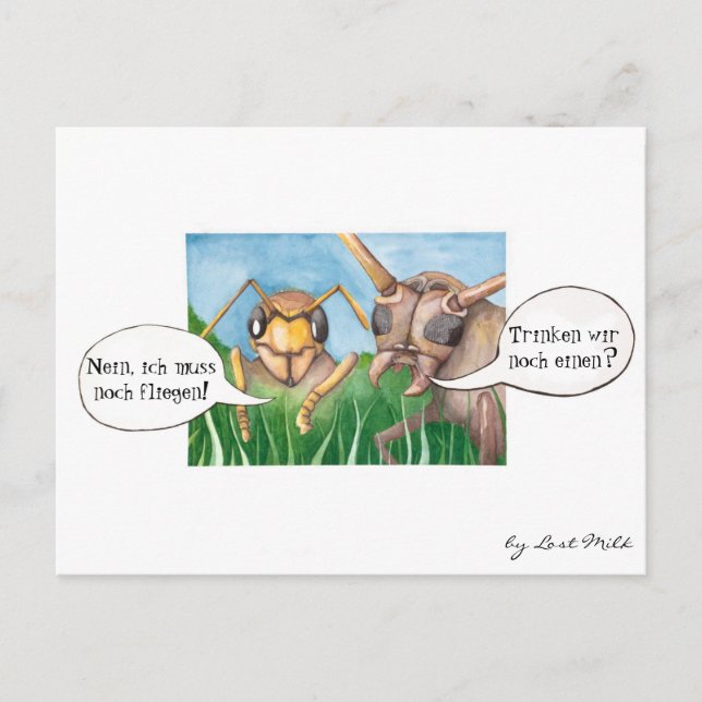 Ab in den Biergarten und ein Bier trinken, deutsch Postkarte (Vorderseite)