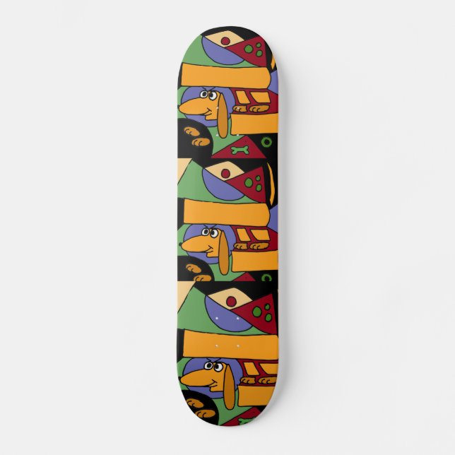 AB, lustiger Dackel-KunstSkateboard Skateboard (Vorderseite)