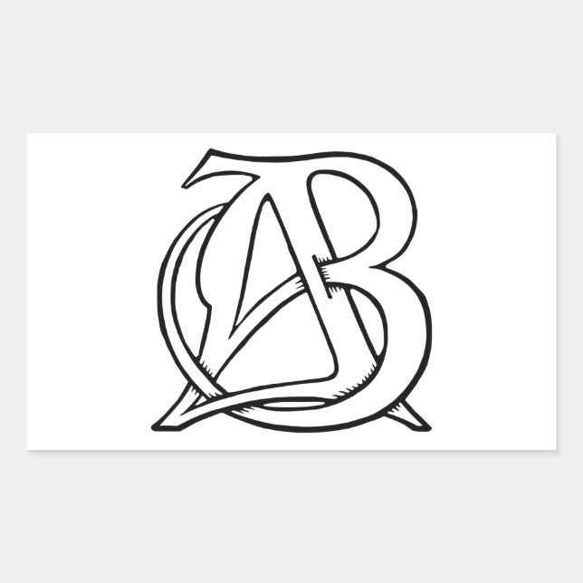 AB Monogramm Rechteckiger Aufkleber (Vorderseite)