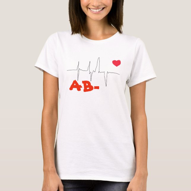 AB- Top-Herzfrequenz Funky Blood Type T-Shirt (Vorderseite)