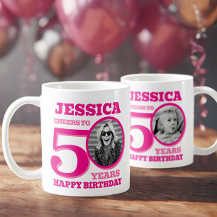 Ab und zu 50. Geburtstag Foto rosa Text Kaffeetasse