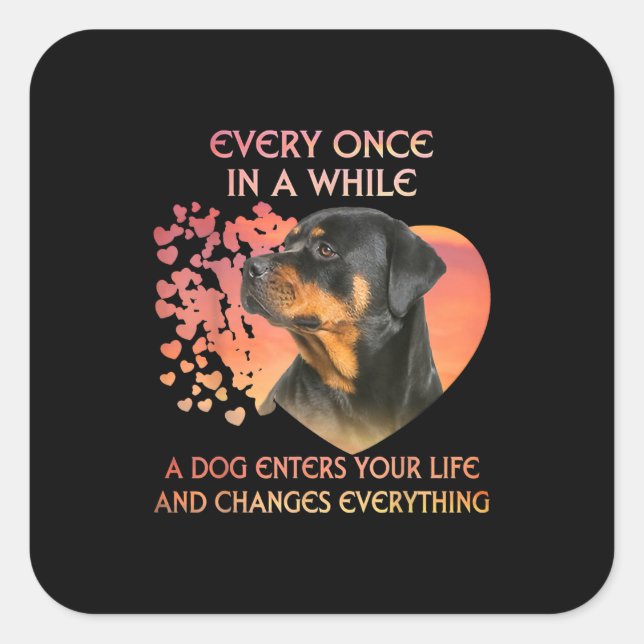 Ab und zu betritt ein Hund seinen Rottweiler Quadratischer Aufkleber (Vorderseite)