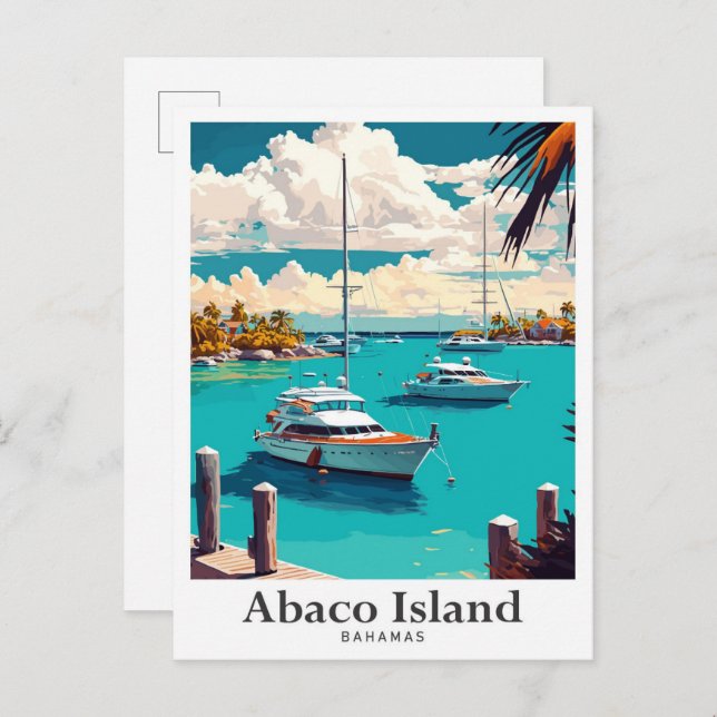 Abaco Bahamas Vintage Travel Portrait Postkarte (Vorne/Hinten)