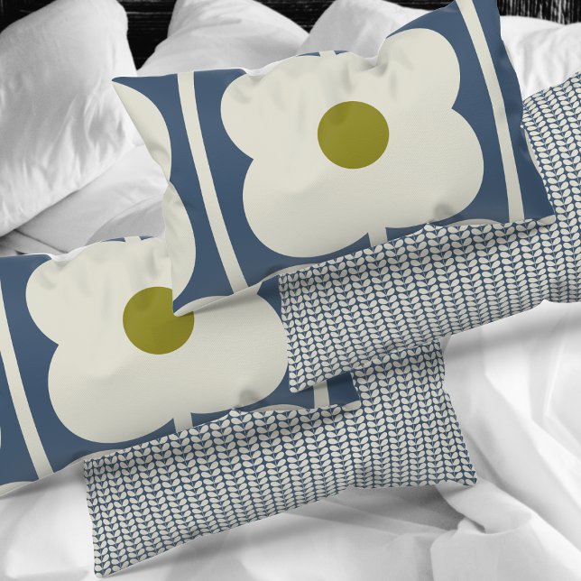 Abacus Blume Lined Eyelet Weiß und Blau Kissenbezug (Von Creator hochgeladen)