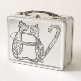 Abalone Cat Monogram Letters Metall Brotdose