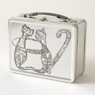 Abalone Cat Monogram Letters Metall Brotdose
