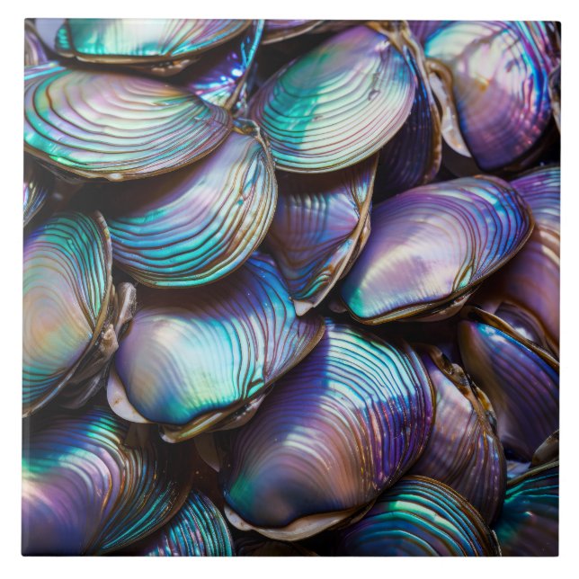 Abalone-Muschel Abstraktes Muster Fliese (Vorderseite)