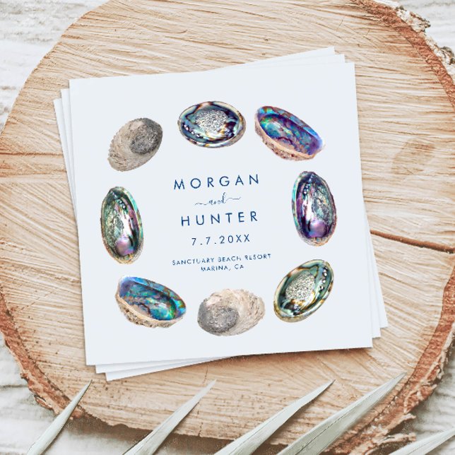 Abalone Muschel Colorful Watercolor Beach Hochzeit Serviette (These colorful watercolor abalone shell napkins are perfect for your coastal chic beach wedding)