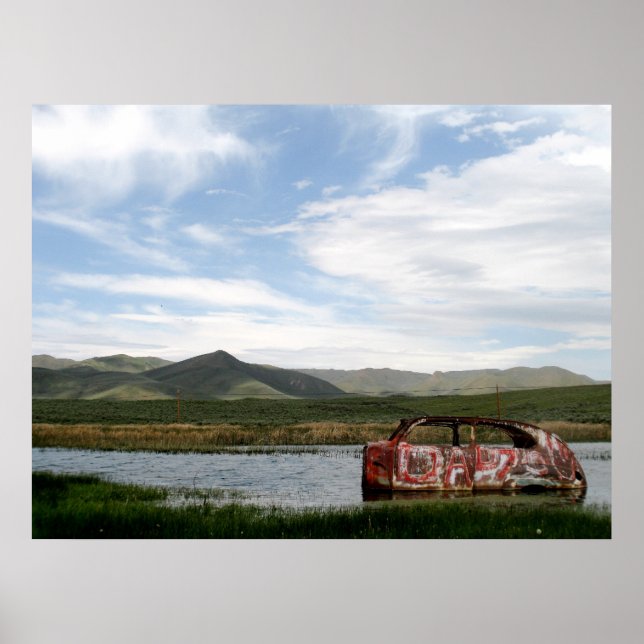 Abandon Car Landschaftlich Foto Poster (Vorne)