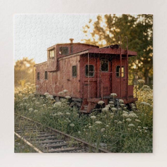 Abandoned Caboose In a Wildflower Field Puzzle (Vertikal)