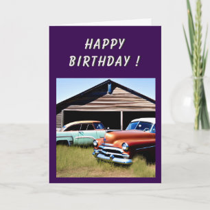 Abandoned Car 1950s Birthday Karte
