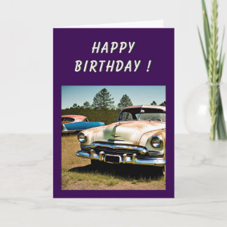 Abandoned Car 1950s Birthday Karte