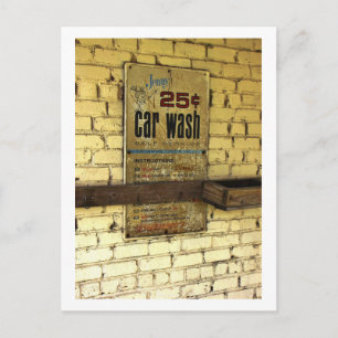 Abandoned Car Wash Sign Vintag Postkarte