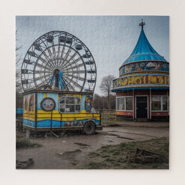 Abandoned Carnival Empty Ferris Wheel and Zent Puzzle (Vertikal)