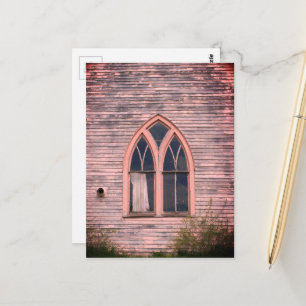 Abandoned Church Window Peeling Pink Paint Postkarte