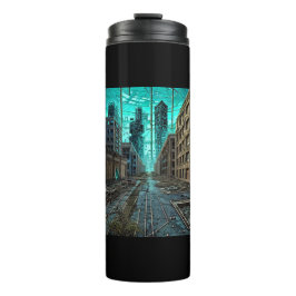 Abandoned City Dystopian AI Generated Artwork Thermosbecher
