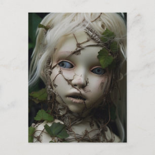 Abandoned Doll Übergewachsen in Reben Postkarte