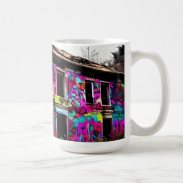 Abandoned House with Colorful Graffiti Kaffeetasse