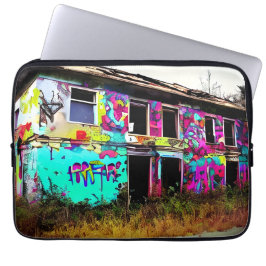Abandoned House with Colorful Graffiti Laptopschutzhülle