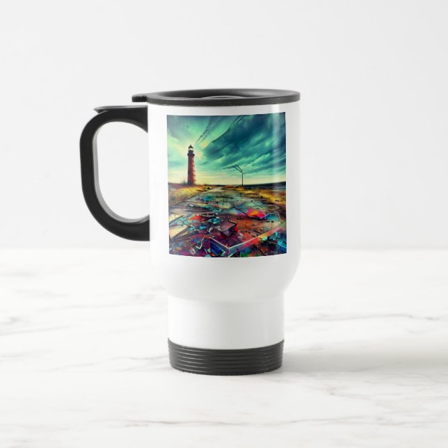 Abandoned Lighthouse Wracks Reisebecher (Links)