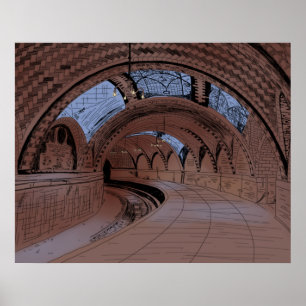 Abandoned NY City Hall U-Bahn Station Illustration Poster