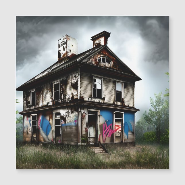 Abandoned Old House Spray Paint Graffiti Magnetkarte (Vorderseite)