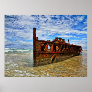 Abandoned Ship Fraser Island Australia Poster