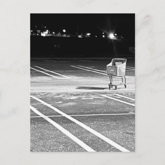 Abandoned Shopping Cart in Empty Parking Lot Postkarte